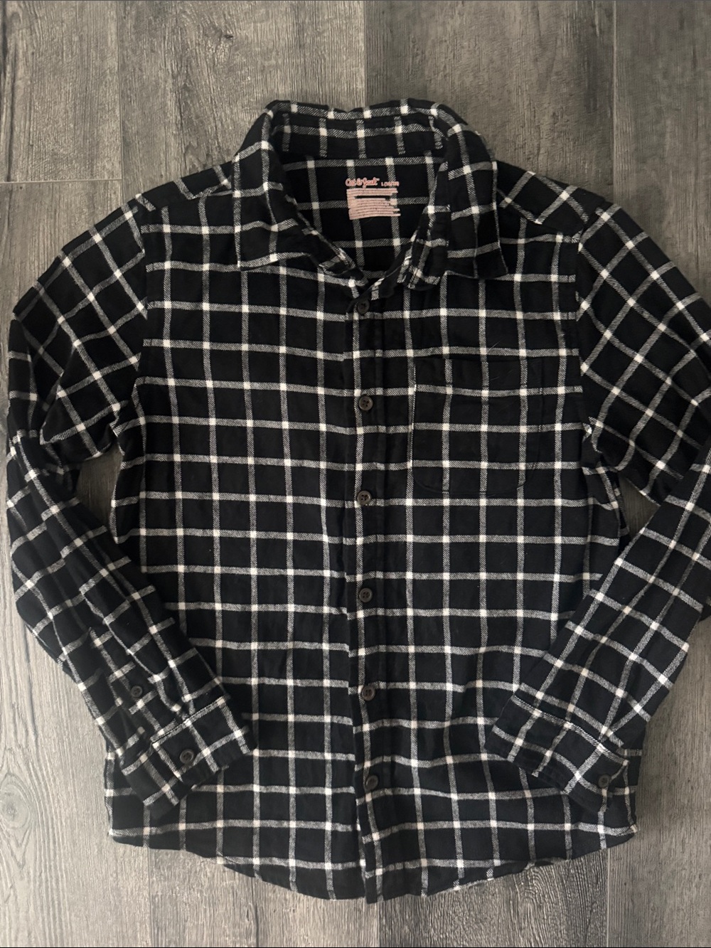 Boys Black Checkered Flannel Shirt Size 10